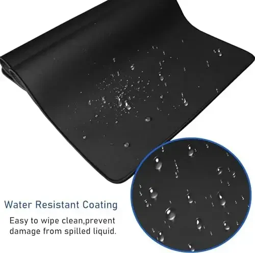 Gaming Mouse Pad, Large Desk Mouse Pad with Stitched Edges,(35.4X15.7In) Durable Non-Slip Natural Rubber Base, Waterproof Computer Keyboard Pad Mat for Esports Pros/Gamer/Desktop/Office/Home, Black - 5