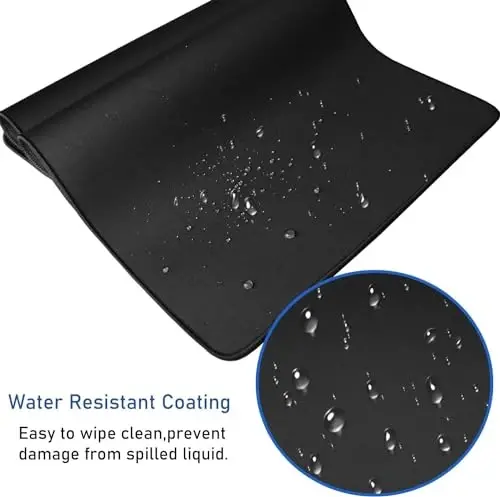 Gaming Mouse Pad, Large Desk Mouse Pad with Stitched Edges,(35.4X15.7In) Durable Non-Slip Natural Rubber Base, Waterproof Computer Keyboard Pad Mat for Esports Pros/Gamer/Desktop/Office/Home, Black - 5