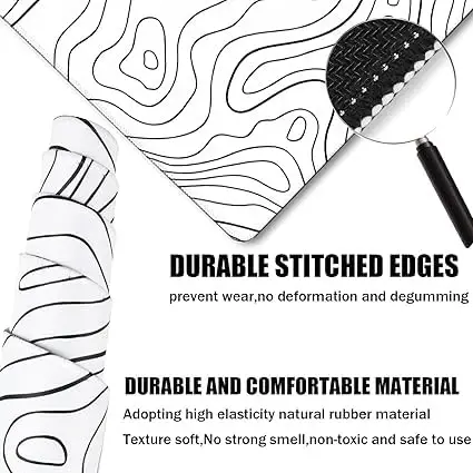 Gaming Mouse Pad, Large Mouse Pads Waterproof Extra Large Big Mouse Pad with Stitched Edge, XXXL Non-Slip Black Computer Mousepad for Gamer, Office & Home, Black Line - 2