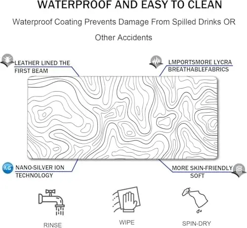 Gaming Mouse Pad, Large Mouse Pads Waterproof Extra Large Big Mouse Pad with Stitched Edge, XXXL Non-Slip Black Computer Mousepad for Gamer, Office & Home, Black Line - 4