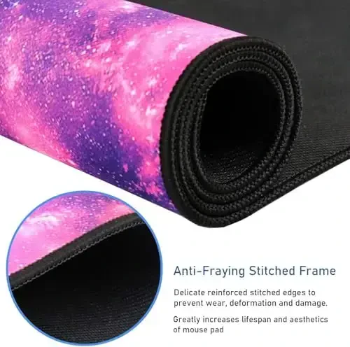 Gaming Mouse Pad with Stitched Edges, (35.4X15.7In) Durable Non-Slip Natural Rubber Base, Waterproof Computer Keyboard Pad Mat for Esports Pros/Gamer/Desktop/Office/Home, Galaxy - 2