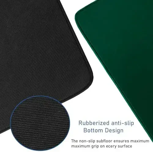 Gaming Mouse Pad with Stitched Edges, Durable Non-Slip Natural Rubber Base, Waterproof Computer Keyboard Pad Mat for Esports Pros/Gamer/Desktop/Office/Home - Green - 3