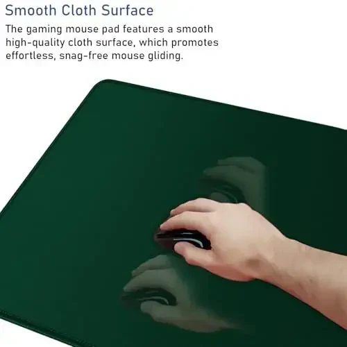Gaming Mouse Pad with Stitched Edges, Durable Non-Slip Natural Rubber Base, Waterproof Computer Keyboard Pad Mat for Esports Pros/Gamer/Desktop/Office/Home - Green - 5