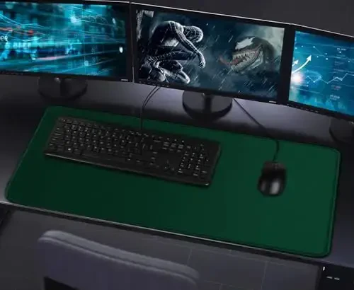 Gaming sichqonchasi uchun tikilgan qirrali pad, chidamli sirpanmaydigan tabiiy kauchuk asos, Esports Pro/Gamer/Stol/Ofis/Uy uchun suv o'tkazmaydigan kompyuter klaviatura pad matosi - Yashil - 7