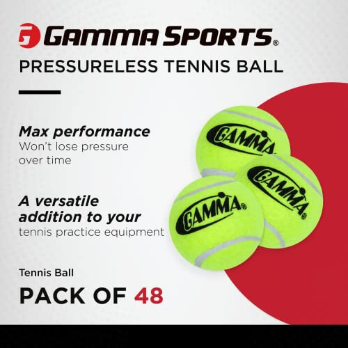 GAMMA Spor Basınçsız Tenis Topları Kutusu, Toplu Tenis Topları, Premium Tenis Aksesuarları, 18, 36, 48, 75 Paket Boyutları, Tenis Pratik, Tenis Antrenmanı, Evcil Hayvan Oyuncakları, Köpek Topu, Koç, İç ve Dış Mekan Oyunu - 5