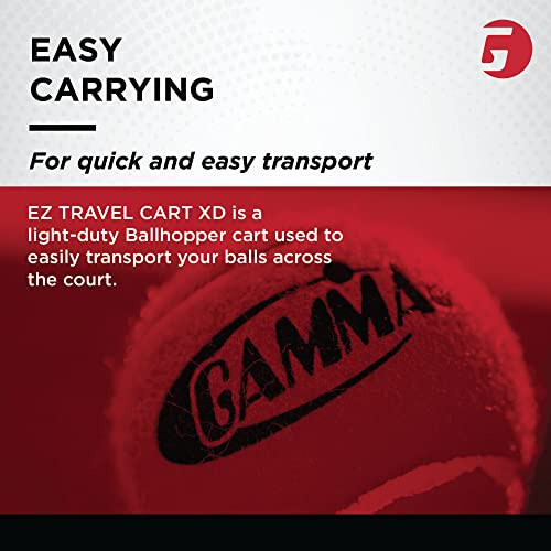 GAMMA Sports EZ Travel Cart, Tenis ve Pickleball Hoperi, Taşınabilir ve Kompakt Tasarım, Sağlam ve Hafif Yapı, 150 veya 250 Kapasite, Ücretsiz Taşıma Çantası - 5