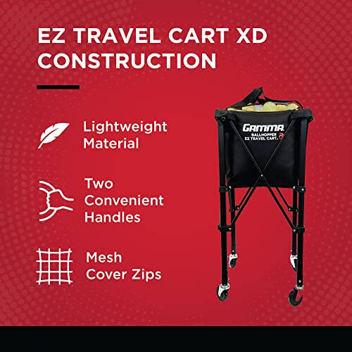 GAMMA Sports EZ Travel Cart, Tennis & Pickleball Hopper, Portable Compact Design, Sturdy Lightweight Construction, 150 or 250 Capacity Available, Premium Carrying Case Included - 5