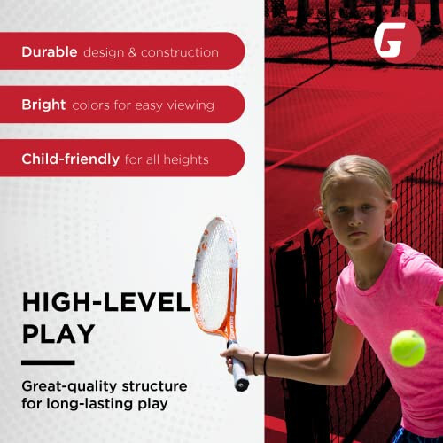 Gamma Sports Junior Tenis Raketi: Hızlı Çocuklar 19 İnç Tenis Raketi - Önceden Gerilmiş Gençlik Tenis Raketleri Erkek ve Kız Çocuklar İçin - 93 İnç Kafa Boyutu - 4