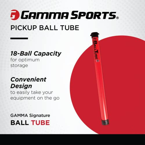 GAMMA Sports Tennis Ballhopper BallTube with Shoulder Strap, Holds 18 Balls, Red - 2