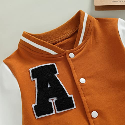 Gaono Baby Boy Girl Baseball Varsity Jacket Long Sleeve Button Down Letterman Bomber Outwear Coat Fall Winter Clothes - 4