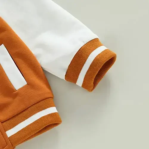 Gaono Baby Boy Girl Baseball Varsity Jacket Uzun Yengli Tugmali Letterman Bomber Ustki Kiyim Kuz Qish Kiyimlari - 5