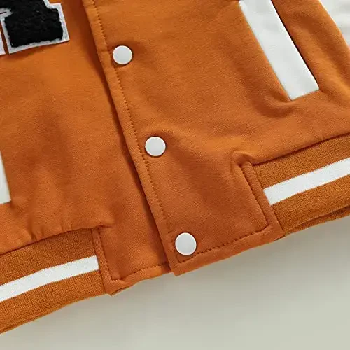 Gaono Baby Boy Girl Beysbol Varsity Kurtkasi Uzun Yengli Tugmali Letterman Bomber Tashqi Kiyim Palto Kuz-Qish Kiyimlari - 6
