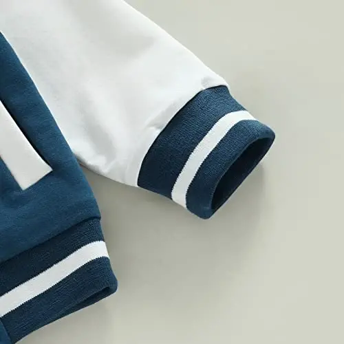 Gaono Baby Boy Girl Baseball Varsity Jacket Long Sleeve Button Down Letterman Bomber Outwear Coat Fall Winter Clothes - 5
