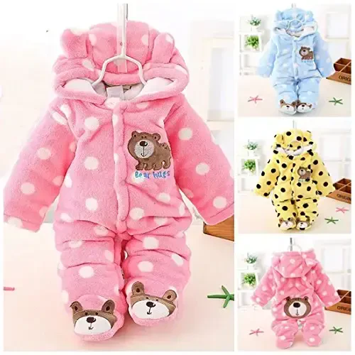 Gaorui Newborn Baby Jumpsuit Outfit Hoody Coat Winter Infant Rompers Toddler Clothing Bodysuit - 2