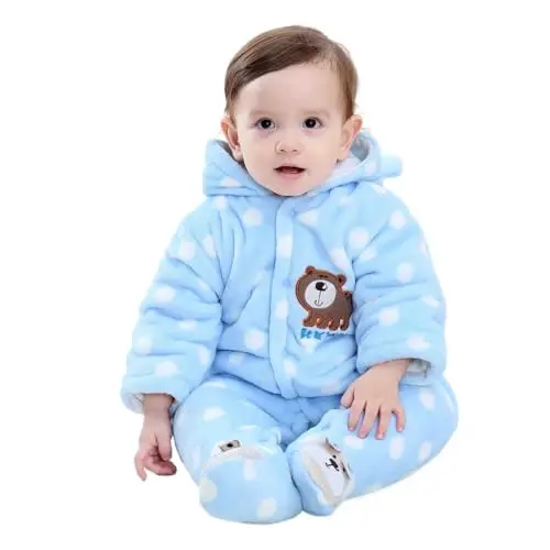 Gaorui Newborn Baby Jumpsuit Outfit Hoody Coat Winter Infant Rompers Toddler Clothing Bodysuit - 1