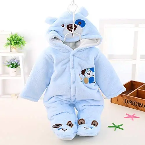 Gaorui Newborn Baby Jumpsuit Outfit Hoody Coat Winter Infant Rompers Toddler Clothing Bodysuit - 3