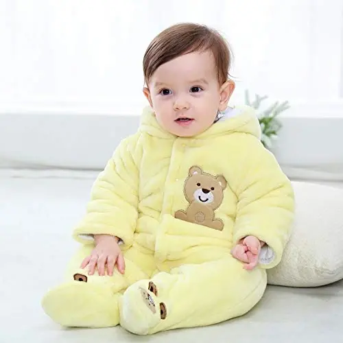 Gaorui Newborn Baby Jumpsuit Outfit Hoody Coat Winter Infant Rompers Toddler Clothing Bodysuit - 2