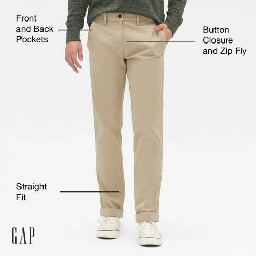 GAP Erkaklar uchun Essential To'g'ri Kesim Xaki Chino Shimlari - 2