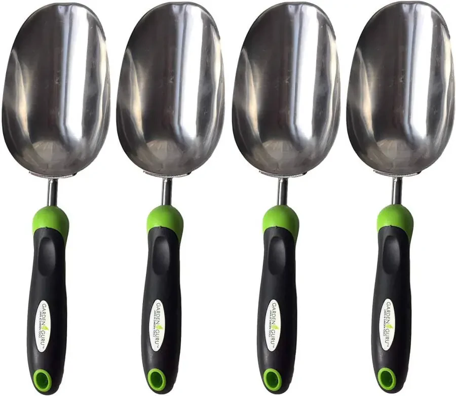 Garden Guru Super Strong Garden Scoop Trowel Shovel Transplanter, Stainless Steel, Rust Resistant, Ergonomic Grip Hand Shovel, 4 Pack - 8