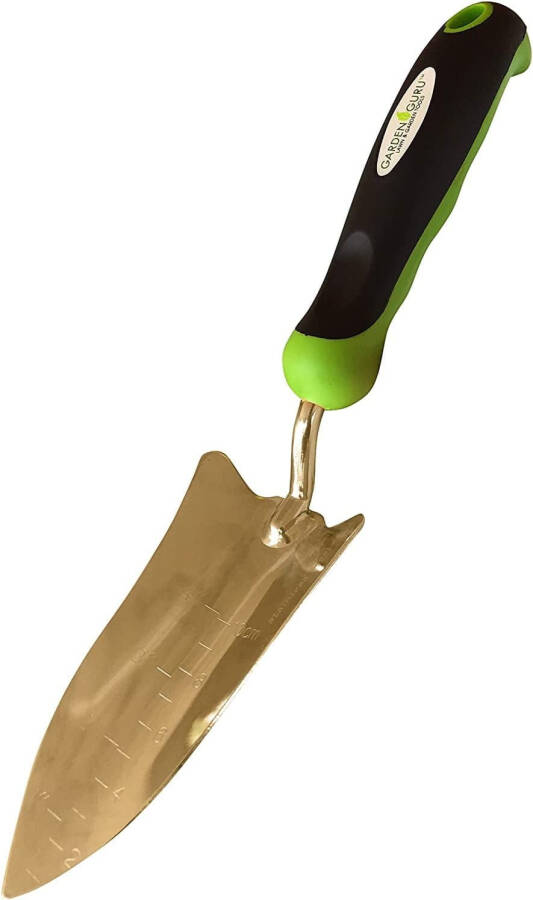 Garden Guru Transplanter Trowel Shovel, Rust Resistant and Titanium Coated Stainless Steel with Ergonomic Grip, Perfect Hand Gardening Trowel - 6