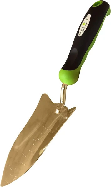 Garden Guru Transplanter Trowel Shovel, Rust Resistant and Titanium Coated Stainless Steel with Ergonomic Grip, Perfect Hand Gardening Trowel - 6