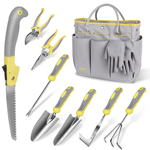 Garden Tool Set, Carsolt 10 Piece Stainless Steel Heavy Duty Gardening Tool Set for Digging Planting Pruning Gardening Kit with Durable Bag Gloves Gift Box Ideal Garden Gifts for Women Men - 1