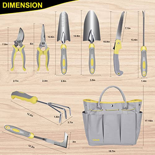 Garden Tool Set, Carsolt 10 Piece Stainless Steel Heavy Duty Gardening Tool Set for Digging Planting Pruning Gardening Kit with Durable Bag Gloves Gift Box Ideal Garden Gifts for Women Men - 2