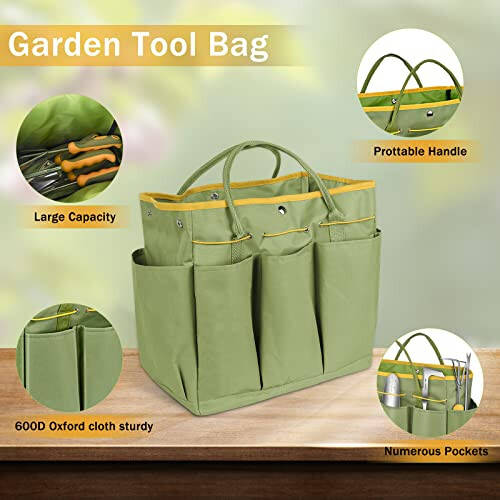 Garden Tool Set, WisaKey 9 Piece Stainless Steel Heavy Duty Gardening Tools with Handle, Durable Garden Tool Bag, Ideal Gardening Hand Tools, Gardening Gifts for Women and Men White Elephant Gifts - 6