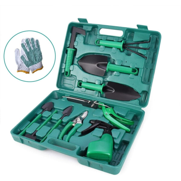 Gardening Tools Set, 10 Pieces Garden Tools Kit, Green - 1