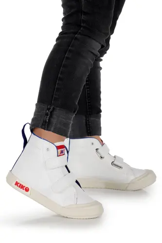 Garf Daily Velcro Baby Boy Boot Shoes - White - Blue - 3
