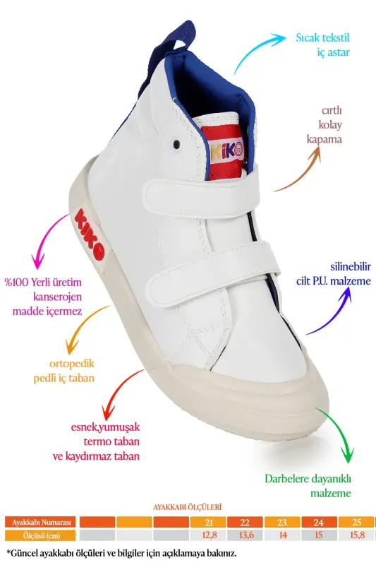 Garf Daily Velcro Baby Boy Boot Shoes - White - Blue - 2