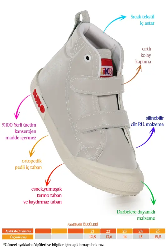 Garf Günlük Cırtlı Erkek Bebek Bot Ayakkabı-Gri - 2