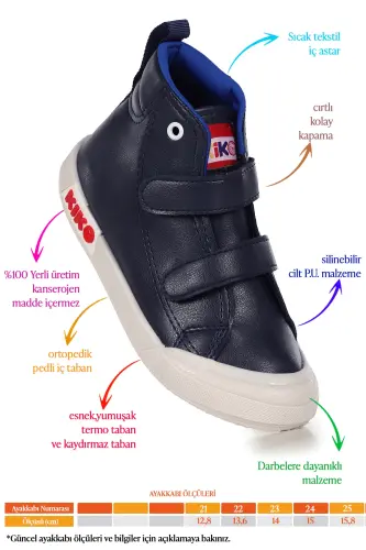 Garf Günlük Cırtlı Erkek Bebek Bot Ayakkabı-Lacivert - KIKO KIDS (1)