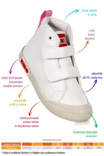 Garf Günlük Cırtlı Kız Bebek Bot Ayakkabı-Beyaz - Kiko Kids (1)