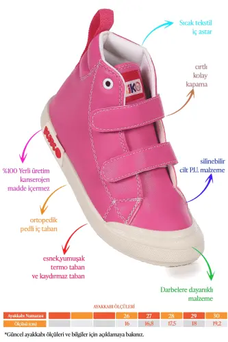 Garf Günlük Cırtlı Kız Bebek Bot Ayakkabı - Fuşya - KIKO KIDS (1)
