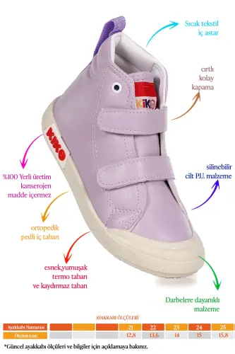 Garf Günlük Cırtlı Kız Bebek Bot Ayakkabı-Lila - KIKO KIDS (1)
