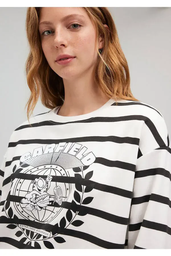 Garfield Printed Black Striped Sweatshirt 1S10125-86678 - 9