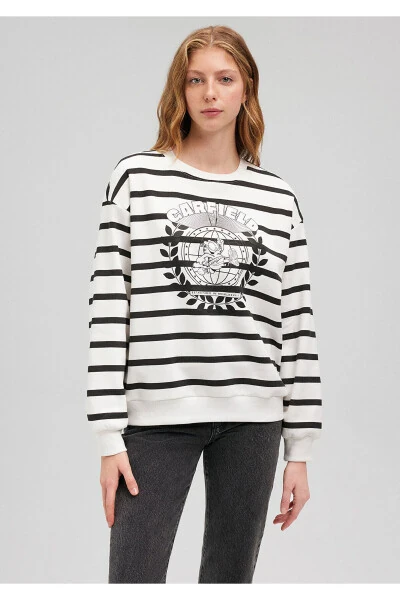 Garfield Printed Black Striped Sweatshirt 1S10125-86678 - MAVI (1)