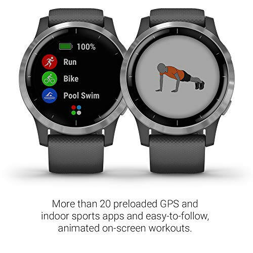 Garmin 010-02174-01 vivoactive 4, GPS Smartwatch, Features Music, Body Energy Monitoring, Animated Workouts, Pulse Ox Sensors and More, Silver with Gray Band - 6