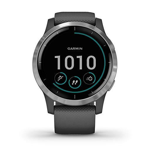 Garmin 010-02174-01 vivoactive 4, GPS-умные часы, функции: музыка, мониторинг энергии тела, анимированные тренировки, датчики пульсоксиметрии и многое другое, серебристый с серым ремешком - 2