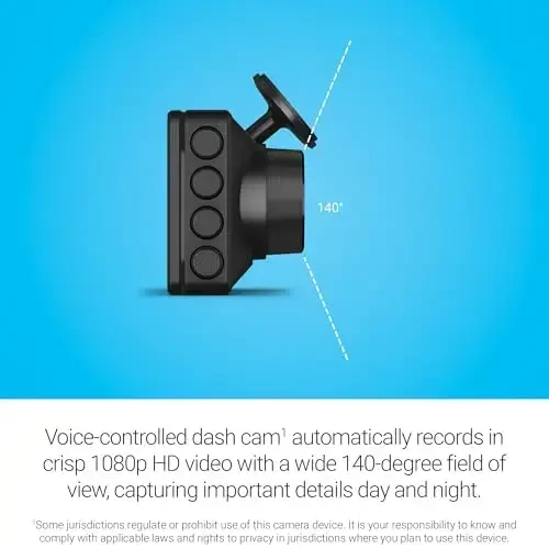 Garmin Dash Cam™ X110, компактная видеорегистратор 1080p HD с углом обзора 140 градусов, встроенный поляризатор Clarity™, голосовое управление, GPS, дисплей 2,4 дюйма, автоматическая запись - 3