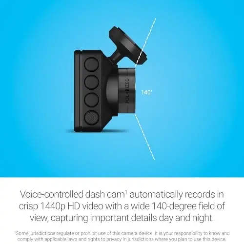 Garmin Dash Cam™ X210, ixcham 1440p HD Dash Cam, 140 darajali ko'rish maydoni, o'rnatilgan Clarity™ Polarizer, ovozli boshqaruv, GPS, 2.4” displey, avtomatik yozuv - 3