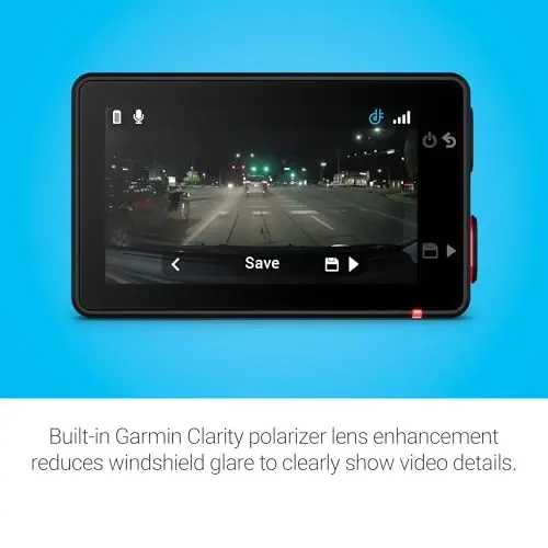 Garmin Dash Cam™ X310, ixcham 4k Ultra HD sensorli boshqaruv paneli kamerasi, 140 graduslik ko'rish maydoni, o'rnatilgan Clarity™ polarizatori, ovozli boshqaruv, GPS, 2.4” displey, avtomatik yozuv - 4