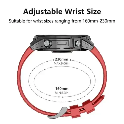 Silicone Band for Garmin Enduro 3 2/Fenix 8/tactix 8 AMOLED 51mm/Fenix 7X/6X, 26mm Quickfit Sprot Watch Strap Replacement for Fenix 7X pro sapphire solar/6X pro/5X/5X plus/epix Pro/Descent Mk2i - MDBBLBM (1)