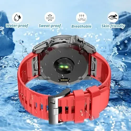 Silicone Band for Garmin Enduro 3 2/Fenix 8/tactix 8 AMOLED 51mm/Fenix 7X/6X, 26mm Quickfit Sprot Watch Strap Replacement for Fenix 7X pro sapphire solar/6X pro/5X/5X plus/epix Pro/Descent Mk2i - 3