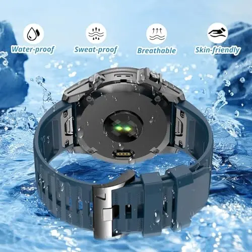 Silicone Band for Garmin Enduro 3 2/Fenix 8/tactix 8 AMOLED 51mm/Fenix 7X/6X, 26mm Quickfit Sprot Watch Strap Replacement for Fenix 7X pro sapphire solar/6X pro/5X/5X plus/epix Pro/Descent Mk2i - 3