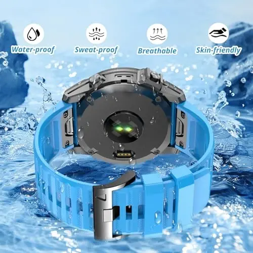 Silicone Band for Garmin Enduro 3 2/Fenix 8 pro/tactix 8 AMOLED 51mm/Fenix 7X/6X pro sapphire solar/5X plus, 26mm Quickfit Sprot Watch Strap Replacement for Descent Mk2i/3i/epix Pro/quatix 8 51mm - 3