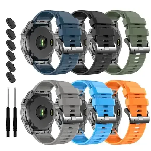 Silicone Band for Garmin Enduro 3 2/Fenix 8 pro/tactix 8 AMOLED 51mm/Fenix 7X/6X pro sapphire solar/5X plus, 26mm Quickfit Sprot Watch Strap Replacement for Descent Mk2i/3i/epix Pro/quatix 8 51mm - MDBBLBM (1)