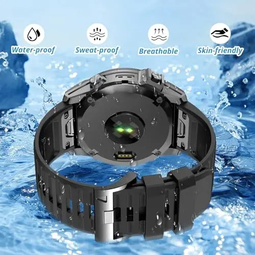 Silicone Band for Garmin Enduro 3 2/Fenix 8 pro/tactix 8 AMOLED 51mm/Fenix 7X/6X pro sapphire solar/5X plus, 26mm Quickfit Sprot Watch Strap Replacement for Descent Mk2i/3i/epix Pro/quatix 8 51mm - 4