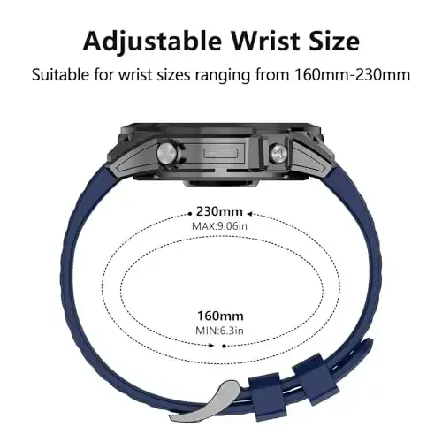 Silicone Band for Garmin Enduro 3 2/Fenix 8/tactix 8 AMOLED 51mm/Fenix 7X/6X, 26mm Quickfit Sprot Watch Strap Replacement for Fenix 7X pro sapphire solar/6X pro/5X/5X plus/epix Pro/Descent Mk2i - MDBBLBM (1)
